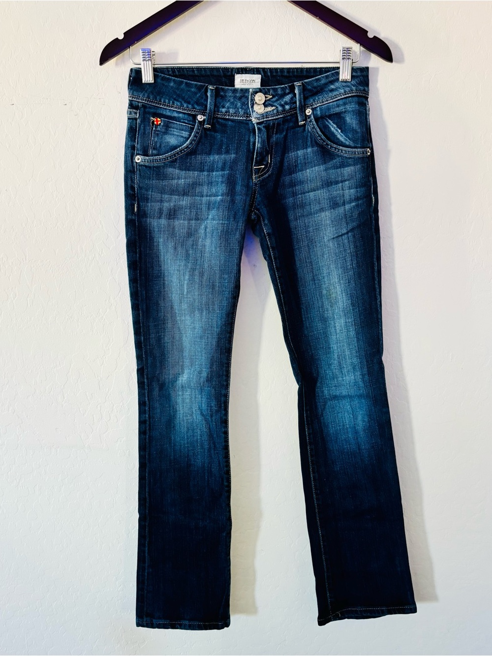Hudson Women’s Jeans Size 26 Dark Wash Bootcut Flap Pocket Stretch Denim